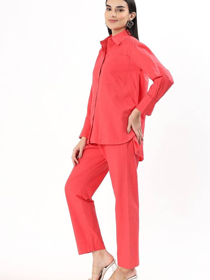 Hi Handmade - Wholesale Top & pants set (NOT Loungewear) – Women's - Linen Coord Set- Peach Pink4