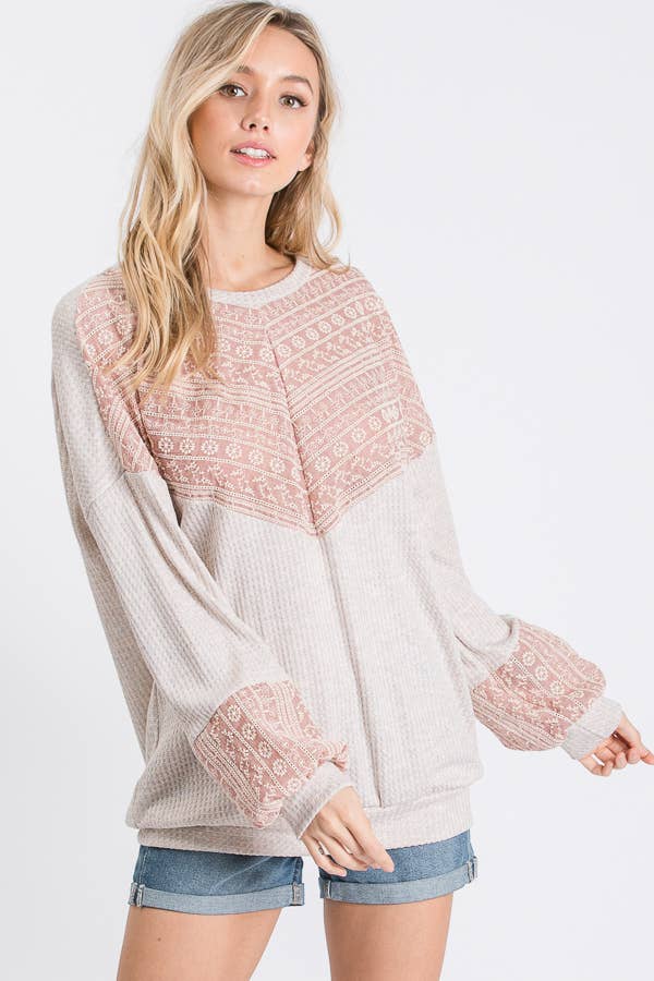 lovely melody - Venta al por mayor Sudadera - Mujer - Sudadera gofre bordado Celia LMT1406-Celia1