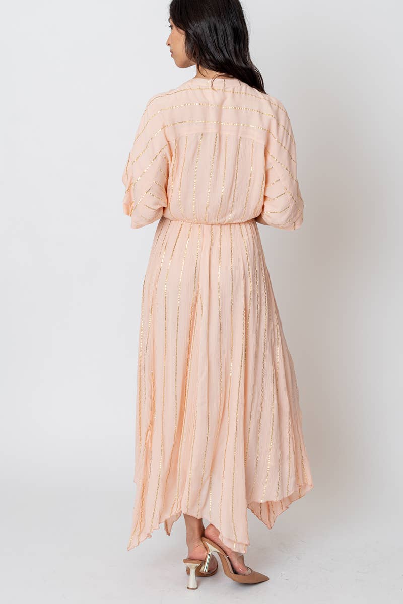 En Crème - Wholesale Dress - Women's - Striped Sequin Midi Dress11