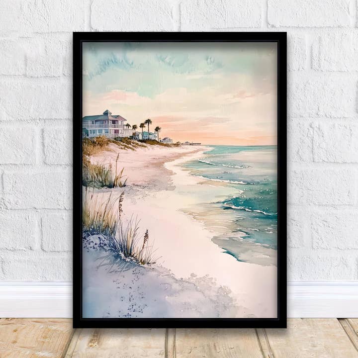 Gulf Shores Watercolor Painting Alabama Beach Art Gulf Shores Poster Watercolor Seascape Beach Decor Scenic Gulf Coast Art for wholesale by InkNPrintz