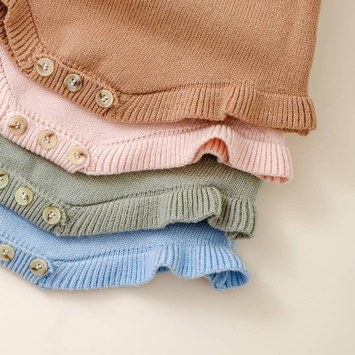 Little Trendy - Wholesale Jumpsuit - Baby - Baby girl's knitted jumpsuit flying sleeves triangle romper8