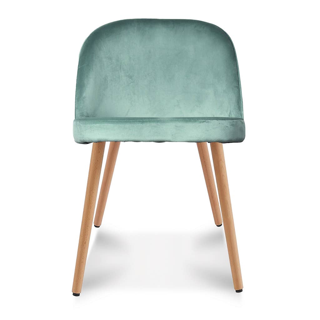 Opjet Paris - Vente Chaises - Chaise Ingrid velours bleu artic pieds façon bois L50 P56 H77cm1