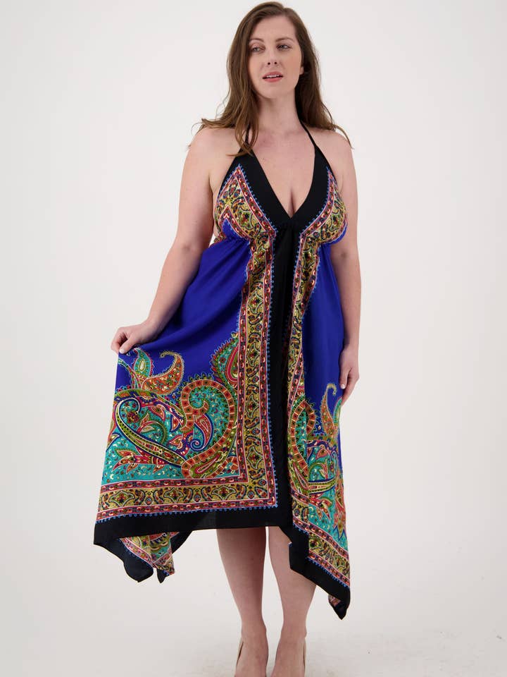 Printed Batik Scarf Halter Dress 1960 for wholesale by Advance Apparels