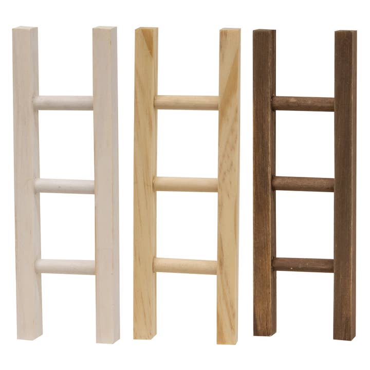 Mini-Leiter aus Holz, 3-fach sortiert für den Großhandel von Col House Designs