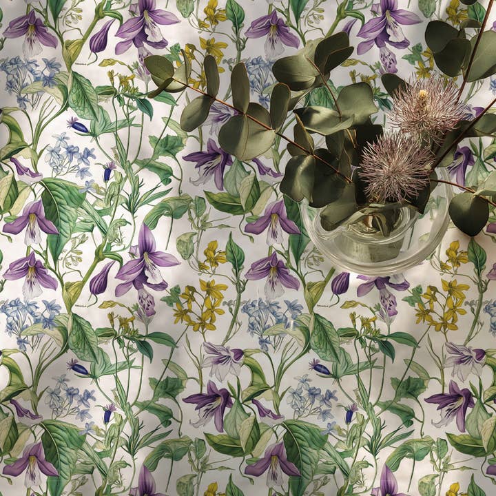 100% Linen Tablecloth Wild flowers meadow print for wholesale by NorraVilla