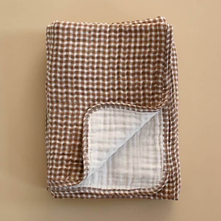 Courtepointe 6 épaisseurs - Vichy marron pour la vente par Minika