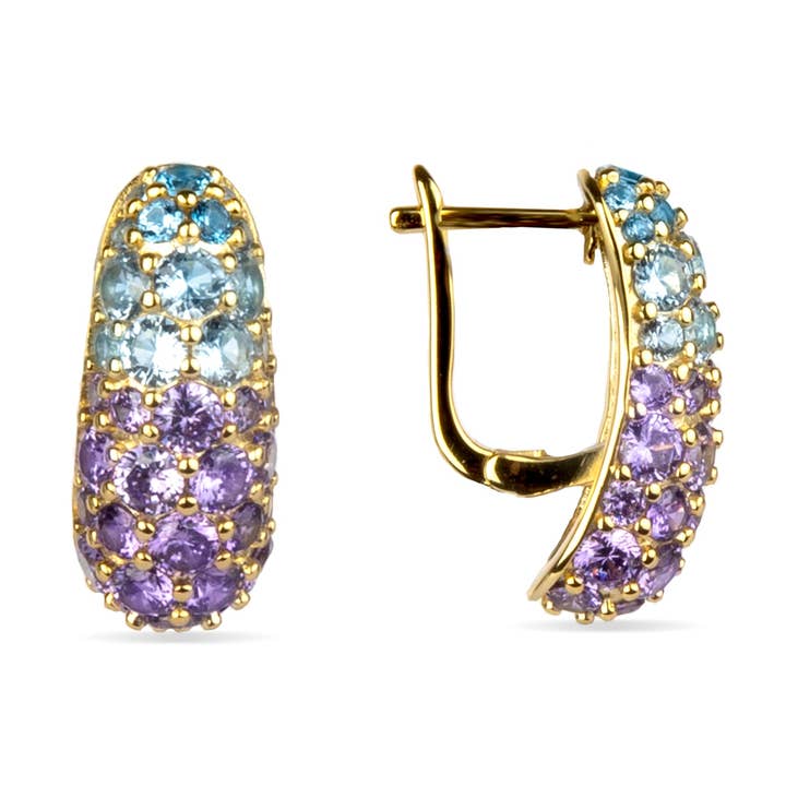 Pendientes Luxenter de Plata de Ley 925 y Circonita Multicolor acabado oro de 18k - Abxi para venta al por mayor de Luxenter