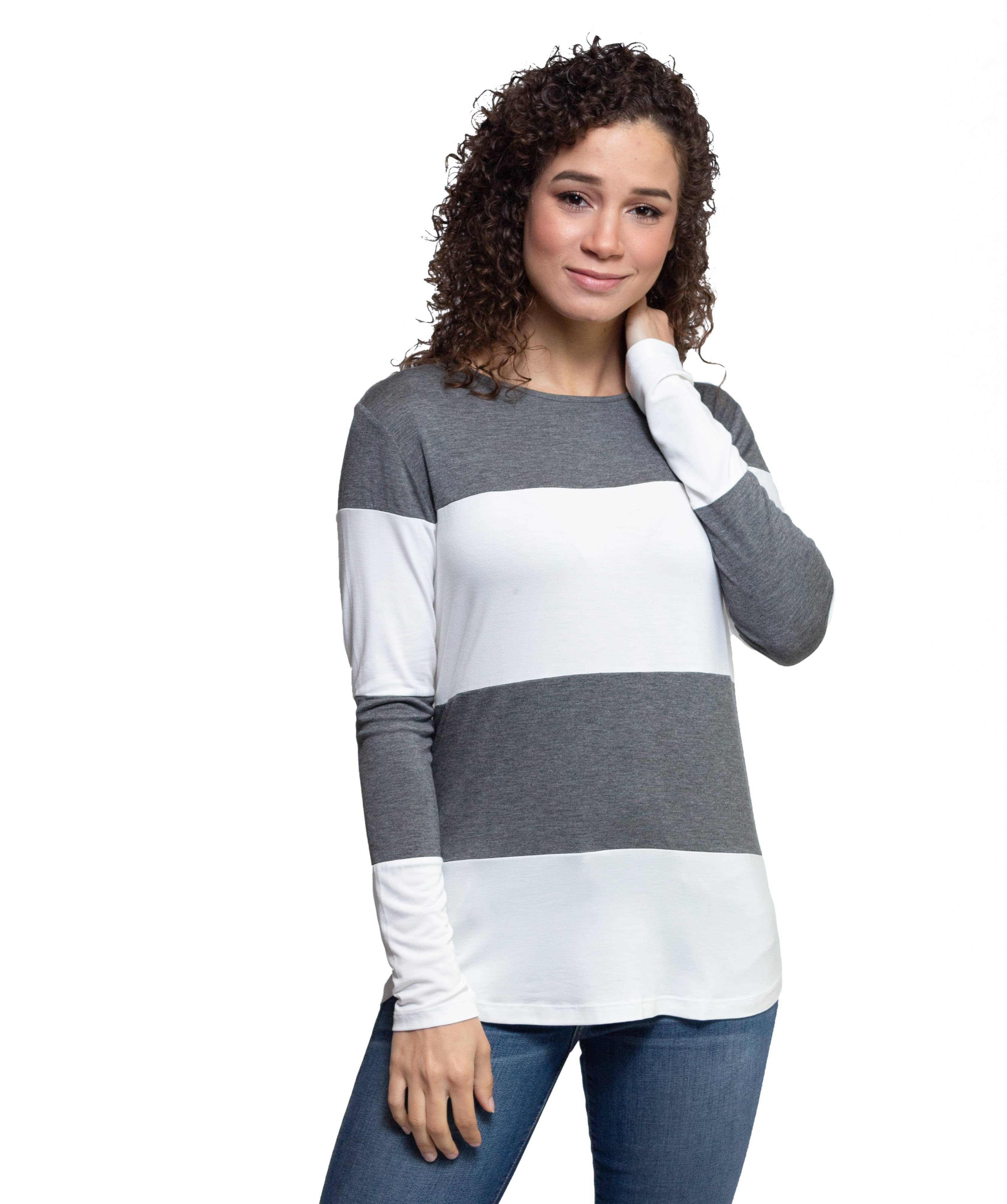 AtoZ - Wholesale Tunic - Women's - Shirin Stripe Long Slv Tunic2