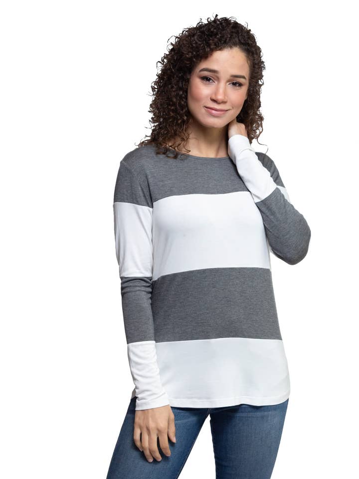 AtoZ - Wholesale Tunic - Women's - Shirin Stripe Long Slv Tunic2