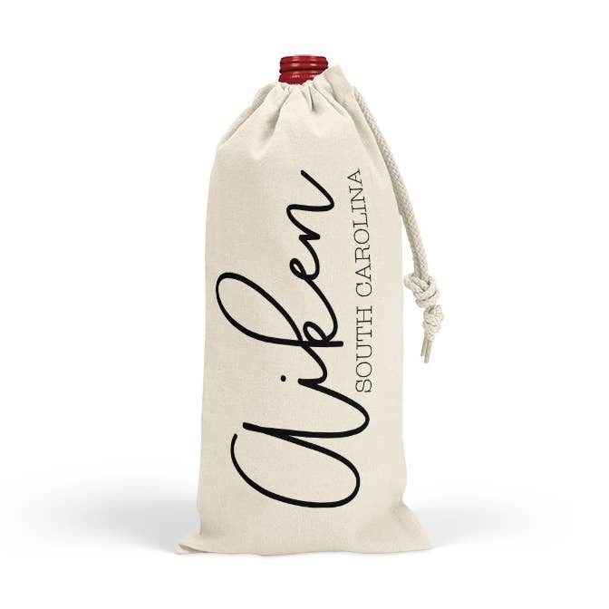 Custom City State Wine Bag Drawstring Canvas for wholesale by Quotable Life