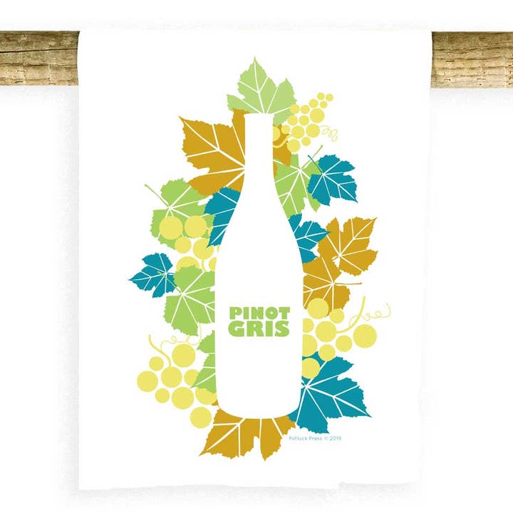 Pinot Gris Wine Bottle Outline Towel for wholesale by Potluck Press
