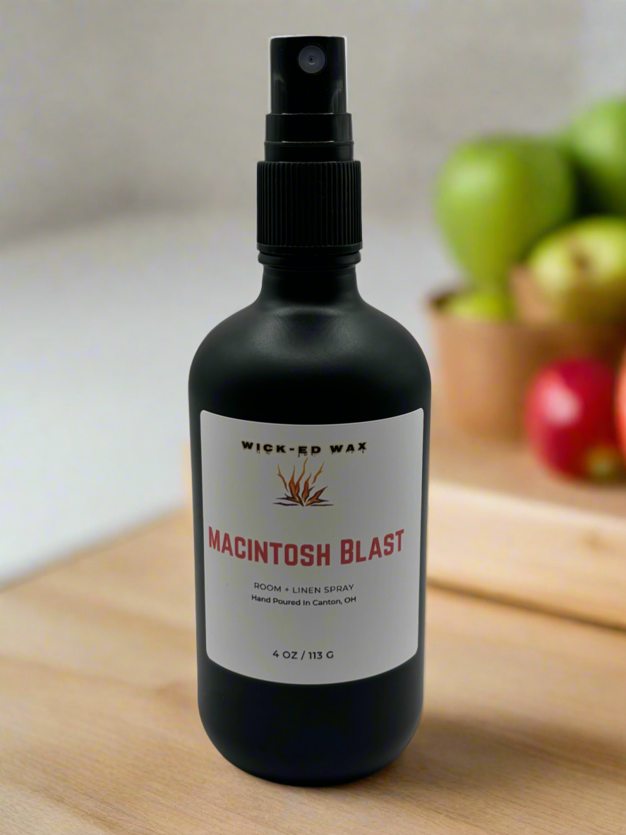 Wick-ed Wax Candles – wholesale Air freshener – Macintosh Blast 4 oz Room + Linen Spray - Macintosh Apple1