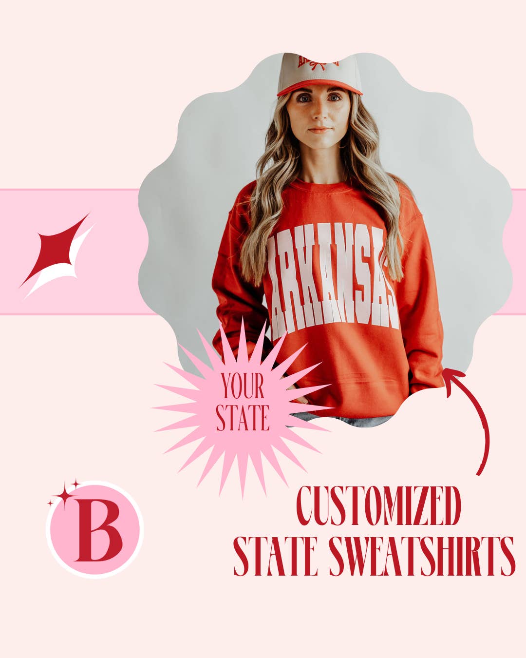 The Babe Co. - Wholesale Graphic Sweatshirt - Women's - Custom State Graphic Sweatshirt