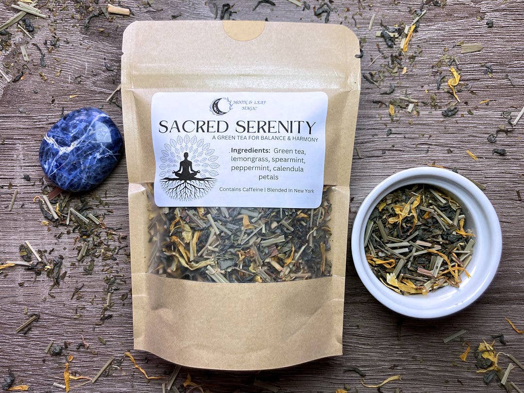 Moon & Leaf Magic - Wholesale Loose Tea - Sacred Serenity Green Tea: Refreshing Mint & Lemongrass