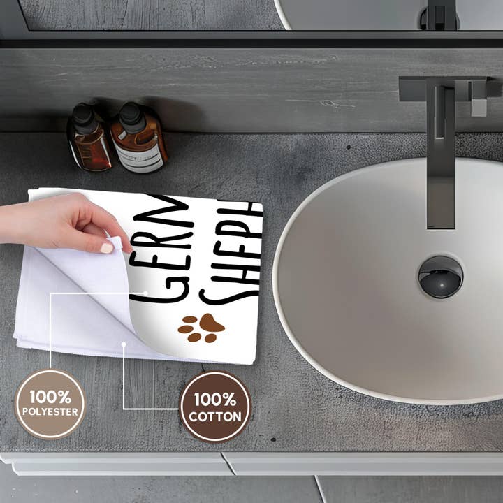 3dRose - Wholesale Bath Towel - 3dRose, German Shepherd Dog Dad - Alsatian - Doggie by breed - brown muddy paw prints - doggy lover, Towel3