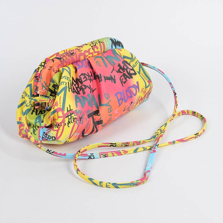 Multicolor Multi Graffiti Clutch for wholesale on Faire
