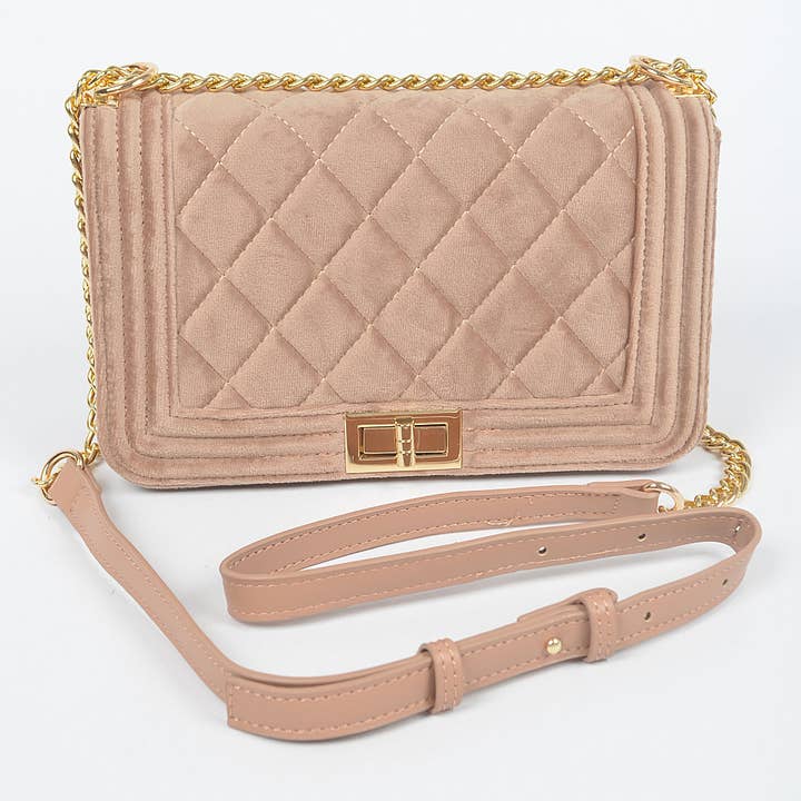 3AM BY H&D ACCESSORIES - Wholesale Crossbody Bag - Women's - Quilted Velvet Flap Bag14