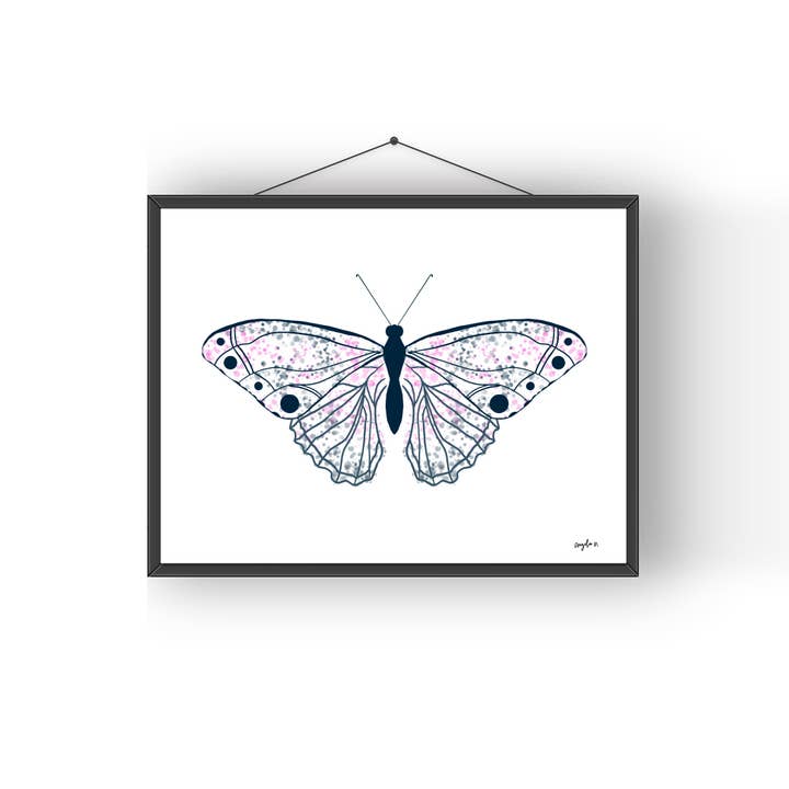 Aquarell, abstrakte Schmetterling-Serie, Kunstdruck 02 für den Großhandel von Modera Studio