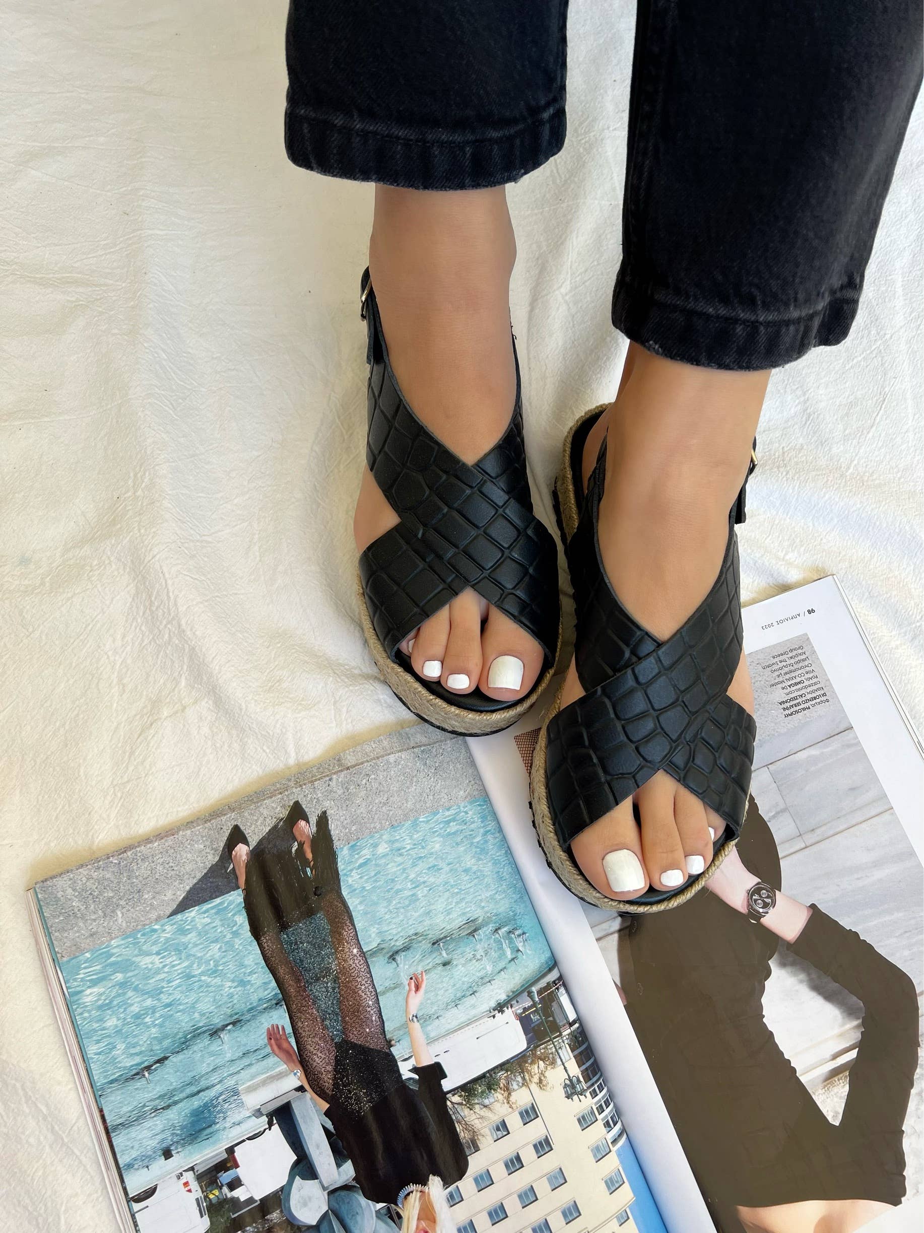 Christina Christi - Vente Sandales – femme - Sandales en cuir noires pour femmes, été, faites à la main5