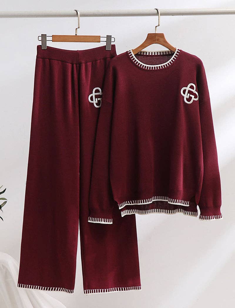 safistyle - Wholesale Lounge Set - Women's - Long Sleeve Knit Sweater & Wide-Leg Pants Set2