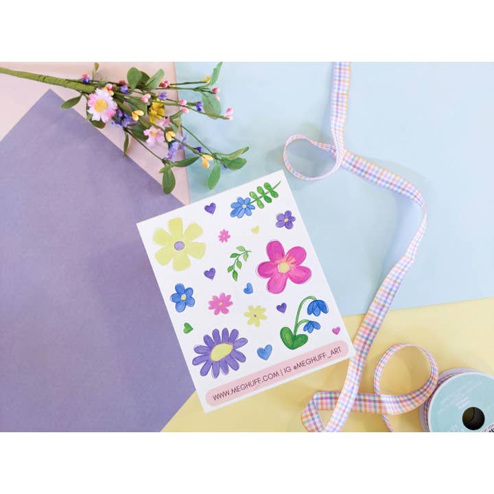 Spring Flower Sticker Sheet for wholesale by Meg Huff Photography & Art