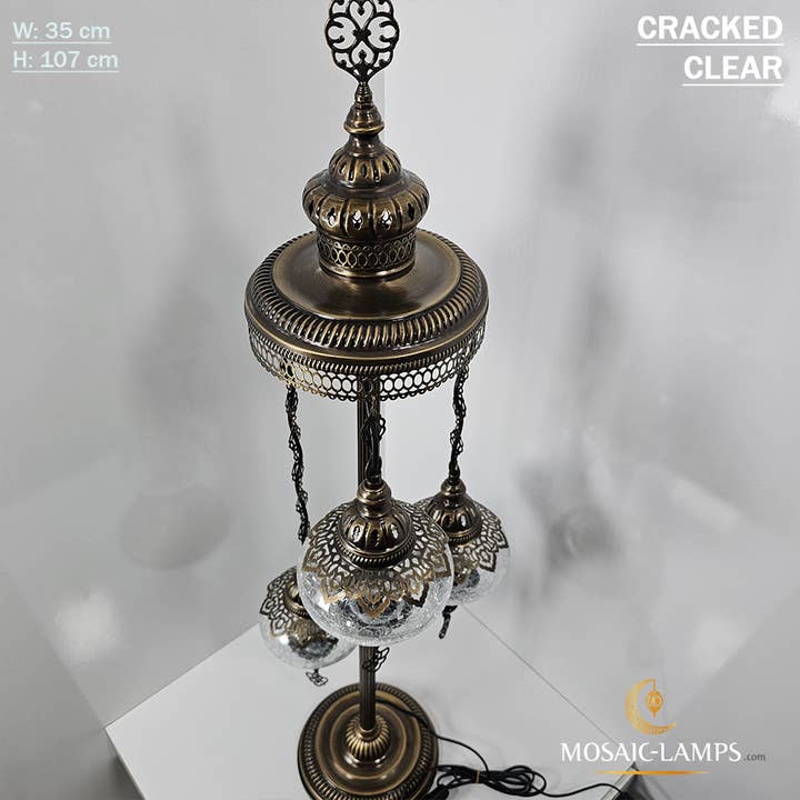 Mosaic Lamps – wholesale Golvlampa – 3-Globe Ottomansk Turkisk Crackle Glass Golvlampa4