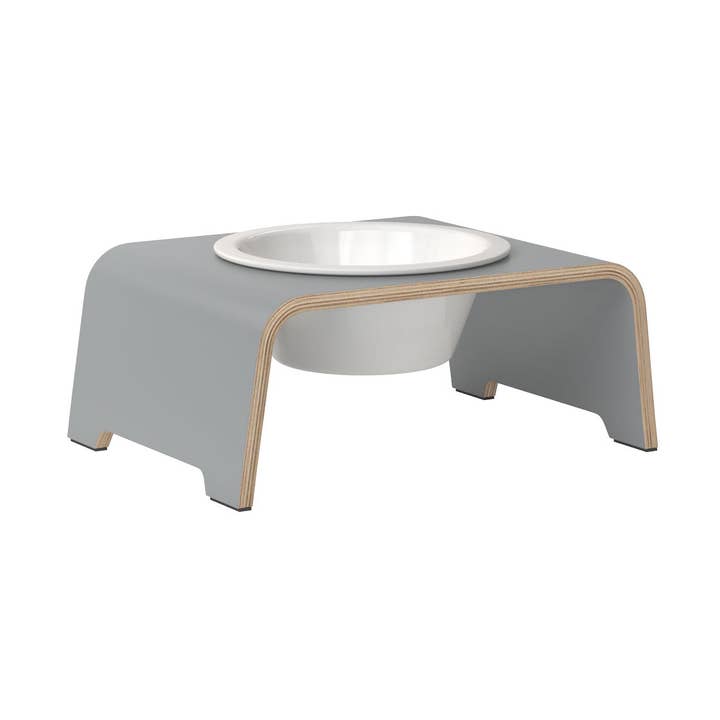 dogBar® Single M-small i grå med porcelæn- eller rustfri stålkål for engroshandel hos dogBar®