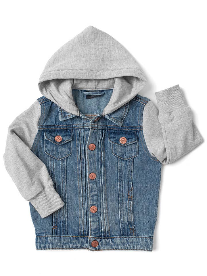 Little Bipsy - Wholesale Denim Jacket - Kids - Hooded Denim Jacket - Grey0