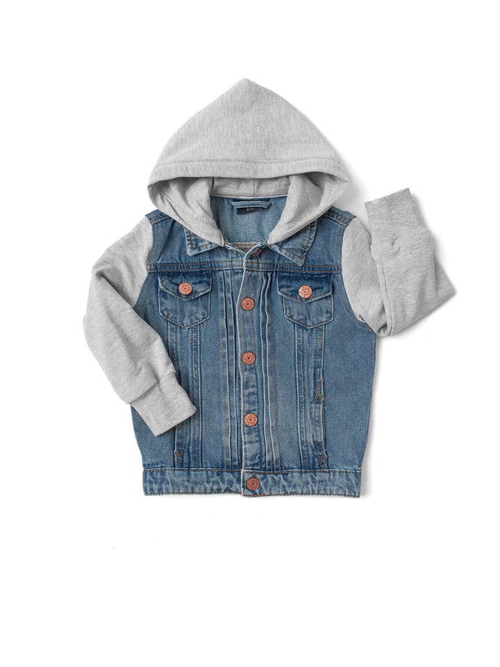 Little Bipsy - Wholesale Denim Jacket - Kids - Hooded Denim Jacket - Grey