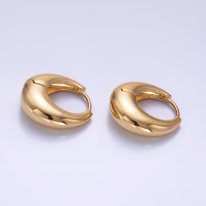 Gold 19mm Chubby Dome Minimalist Huggie Earrings EA-21AD1432 for wholesale by Simply Jewels
