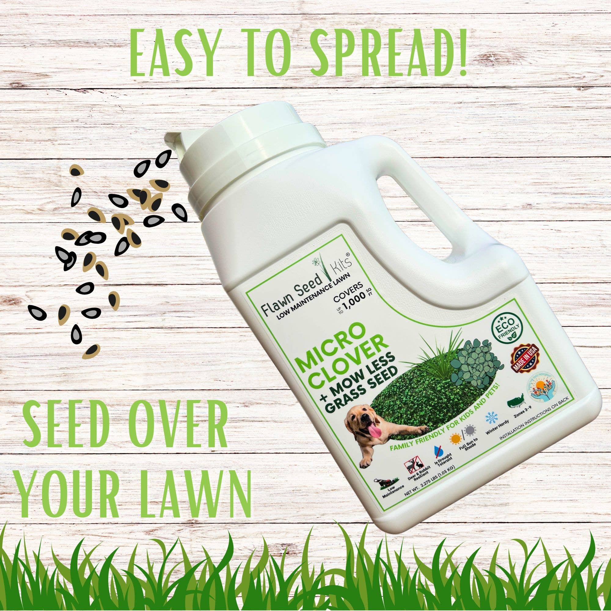 Flawn Seed Kits - Wholesale Plant Seeds - Micro Clover + Mow Less Fine Fescue Grass Seed6