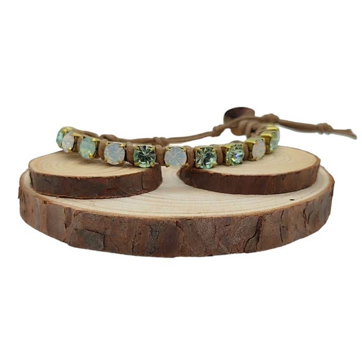 Crystal Chain Bracelets Large - Multi Opal Chrysolite for wholesale by QUÉ MÁS JEWELS