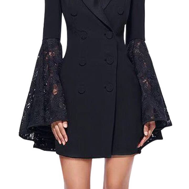 Black BL062 Suit Evening Dress Lace Sleeve Blazer for wholesale on Faire
