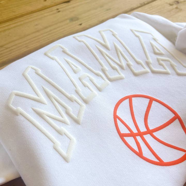 COTTON PRESS CO. - Wholesale Graphic Sweatshirt - Women's - 3D Puff Basketball Mom/Mama Sweatshirt1