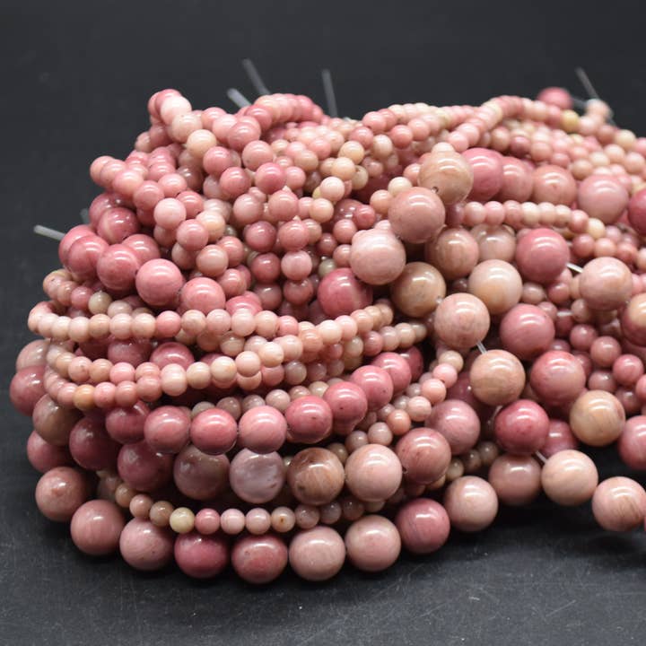 Kvalitet A Naturliga Kinesiska Rodonit Runda Ädelstenspärlor för wholesale av Oriental Direct Craft Supplies