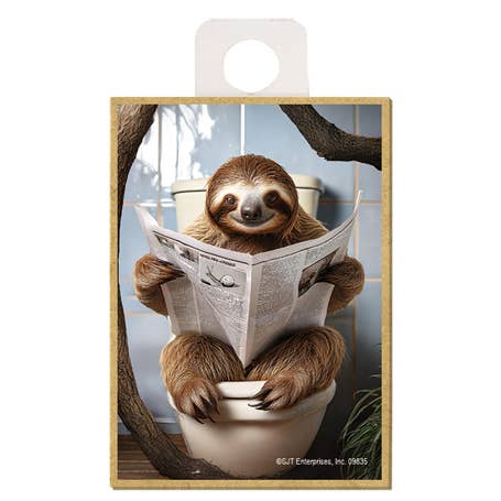 Sloth - sitting on the toilet reading a newspaper for wholesale by SJT Enterprises, Inc.