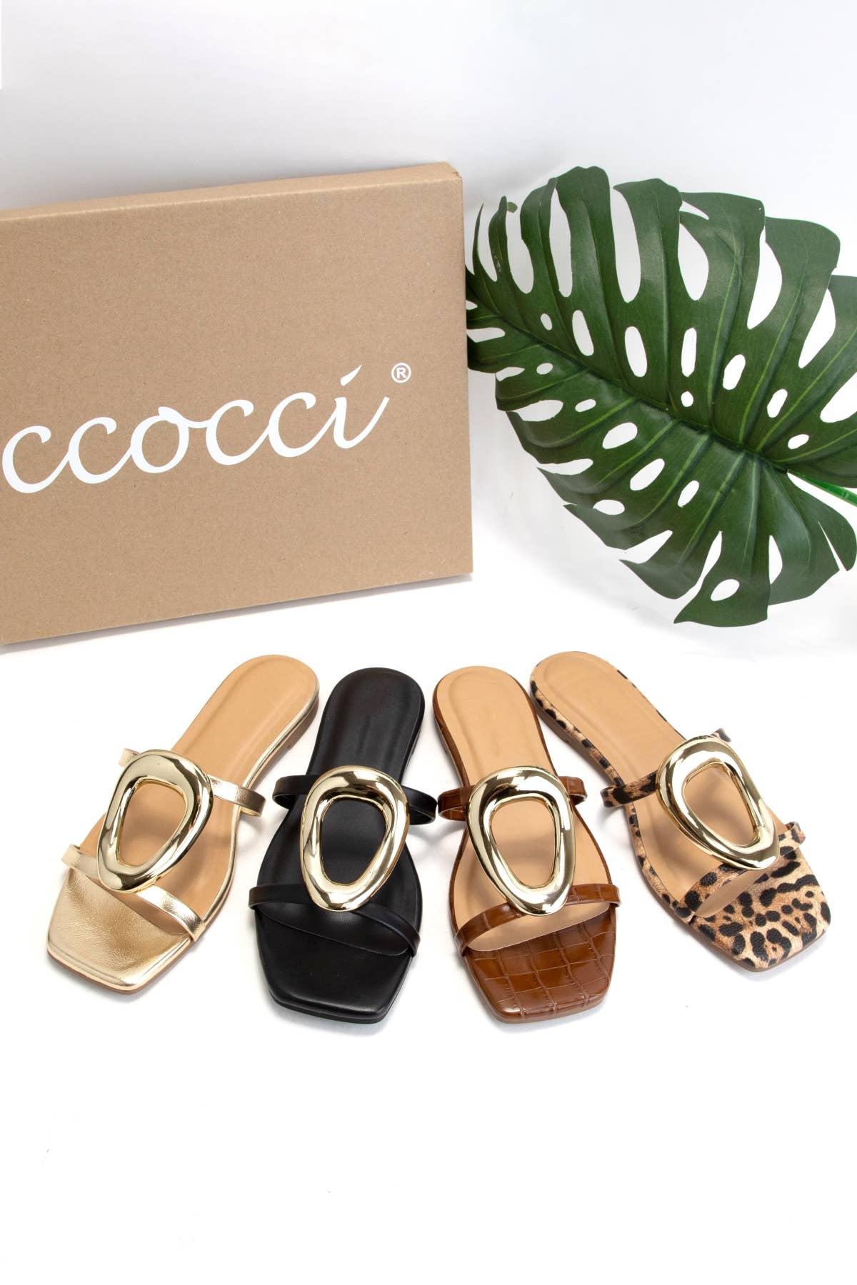 CCOCCI – Chinelos - Mulher por atacado – ORNAMENTO DE OURO DISTANTE COM ESCORREGAMENTO ELEGANTE NAS SANDÁLIAS