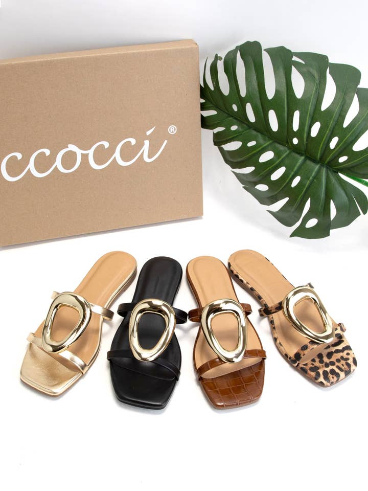 CCOCCI – Chinelos - Mulher por atacado – ORNAMENTO DE OURO DISTANTE COM ESCORREGAMENTO ELEGANTE NAS SANDÁLIAS0