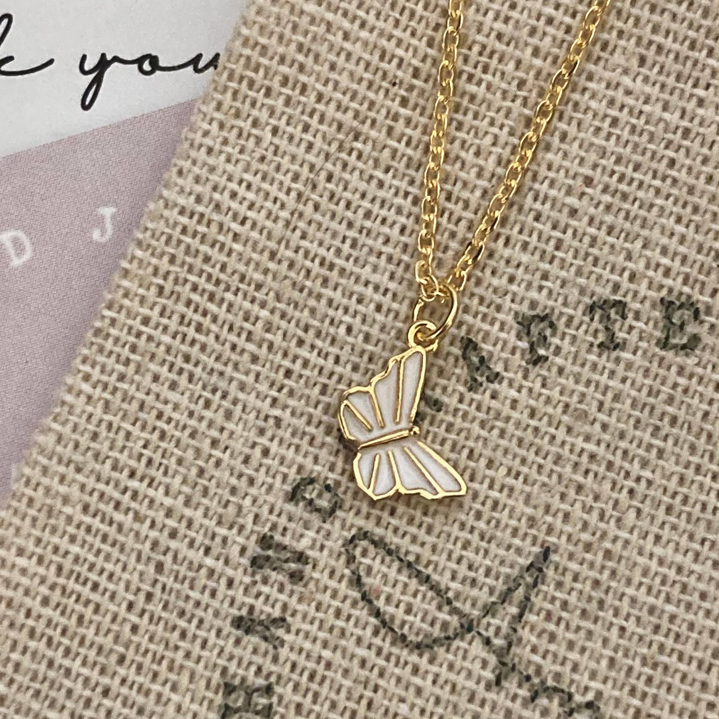 Amady Jewelry - Wholesale Pendant/Charm Necklace - Butterfly charm pendant dainty necklace 18K waterproof1