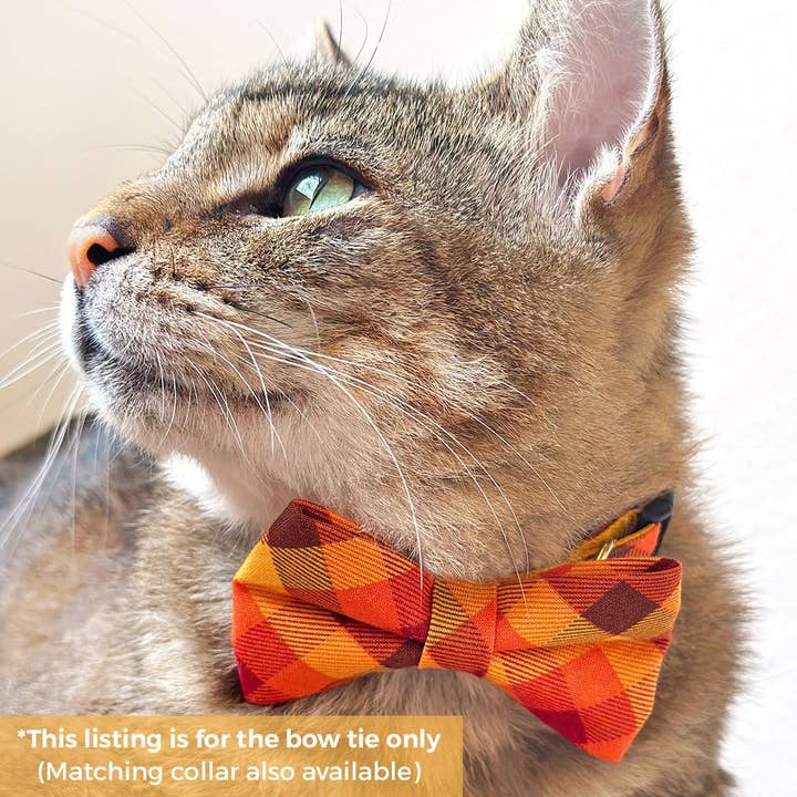 Made By Cleo – wholesale Fluga - Katt och hund – ”Kanel” - Fall Plaid Fluga för katter + Små hundar
