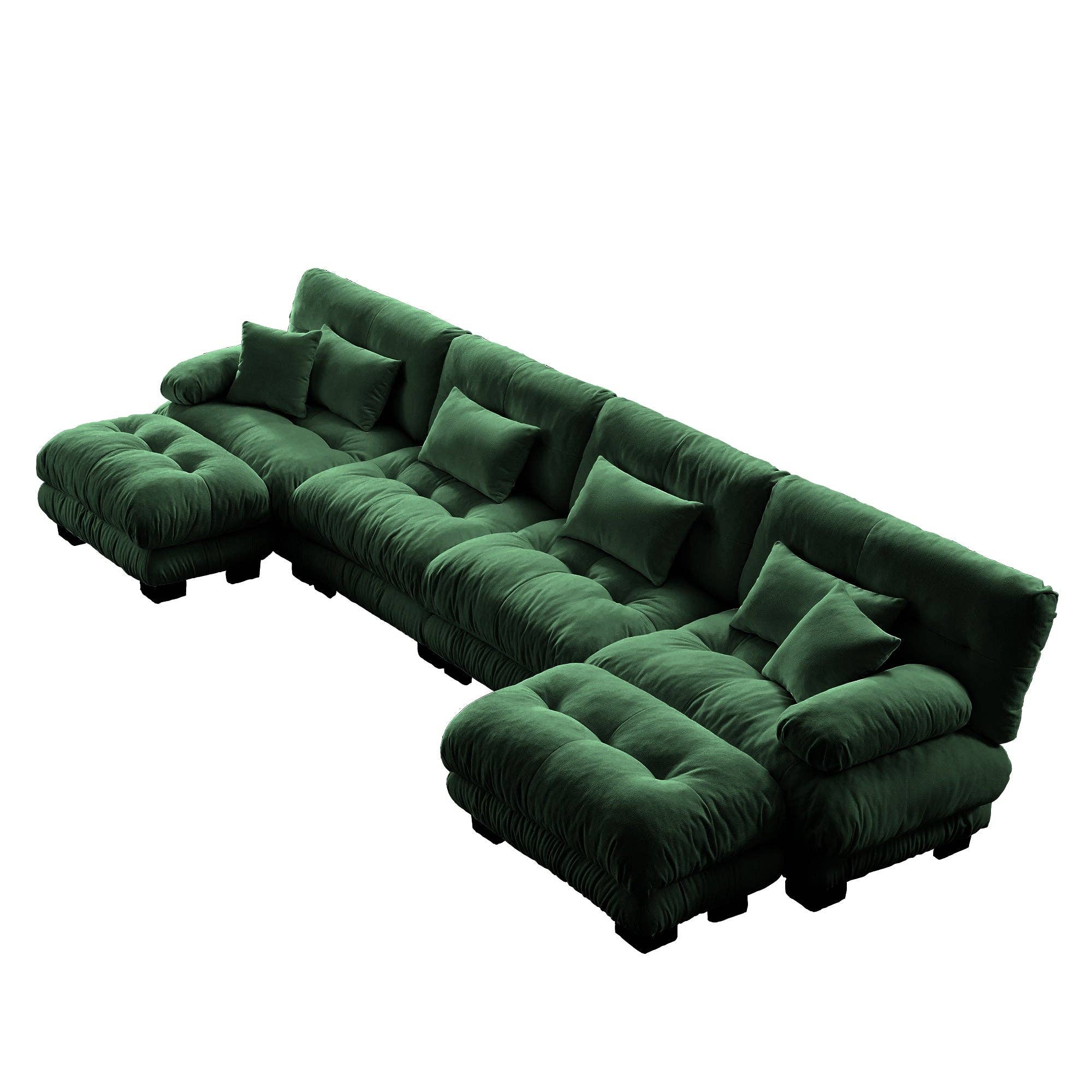 39F Inc. - Wholesale Sofa - Modular U-Shaped 4-Seat Green Chenille Sectional Sofa11