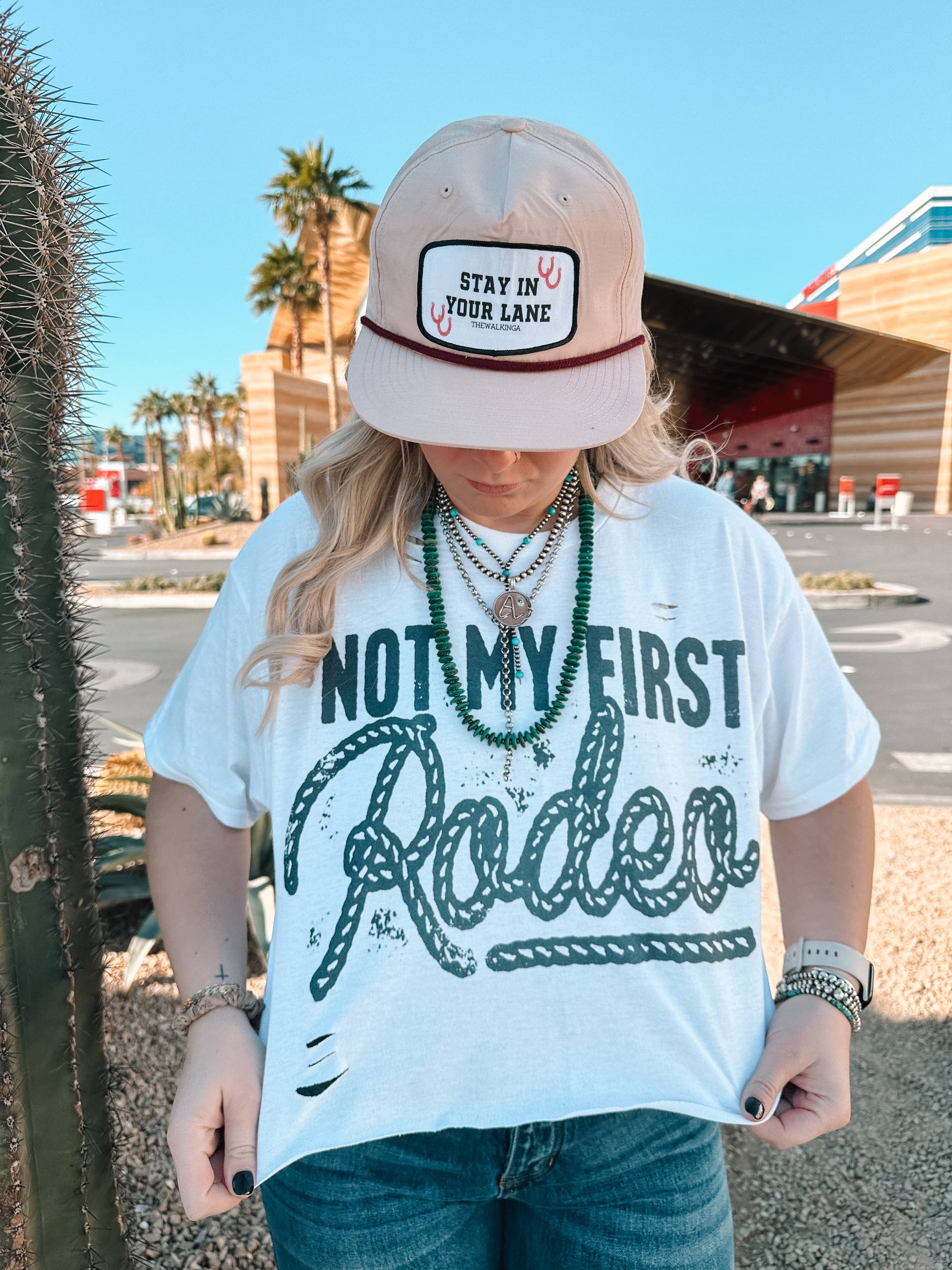 The Walking A - Wholesale Screen printed t-shirt – Women′s - NOT MY FIRST RODEO