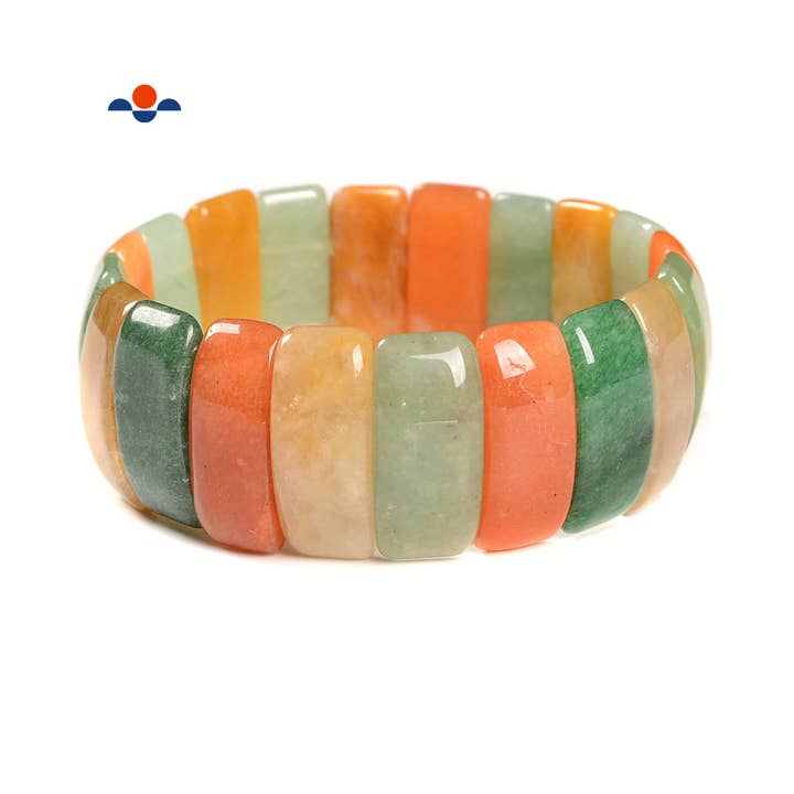 Multi Jade Double Drill Bracelet Rectangle Shape Beads Size 10x25mm Length 7.5" for wholesale by CRCBEADS