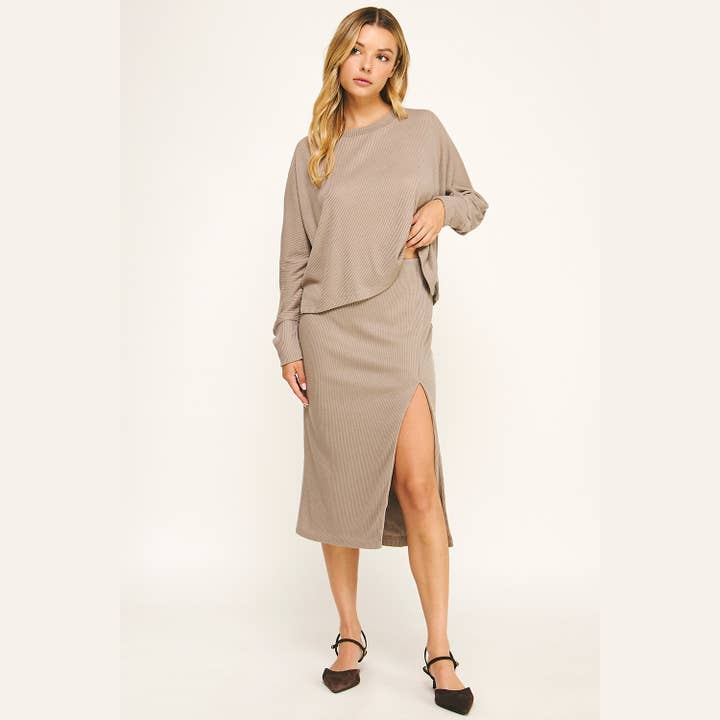 TAUPE ETHEREAL EASE 2-PIECE ENSEMBLE TOP & SKIRT for wholesale on Faire1