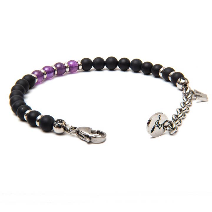 Matte Zwarte Onyx En Amethist Armband voor wholesale door d'Este