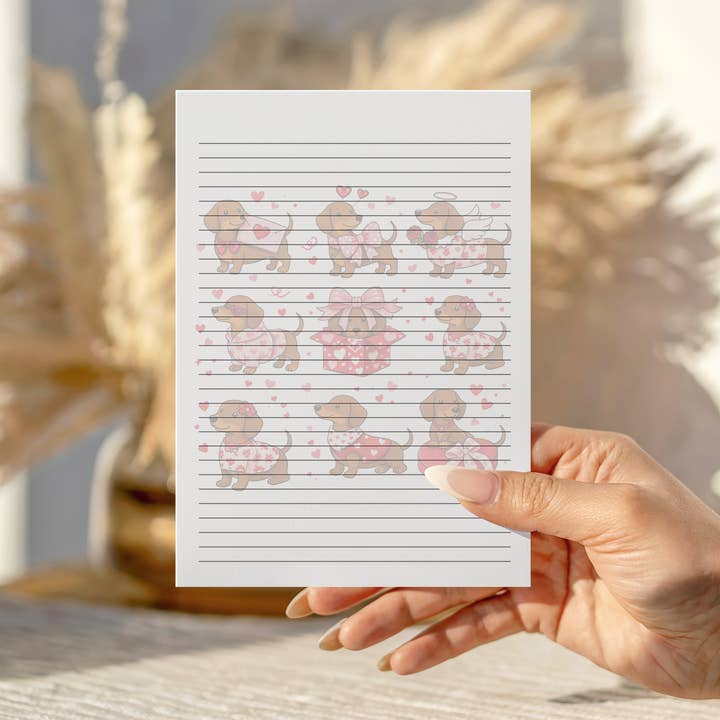 Dashchund Valentines Dog Notepad for wholesale by Peachi Lane