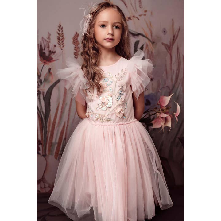 Banded lace illusion flower girl dress sales