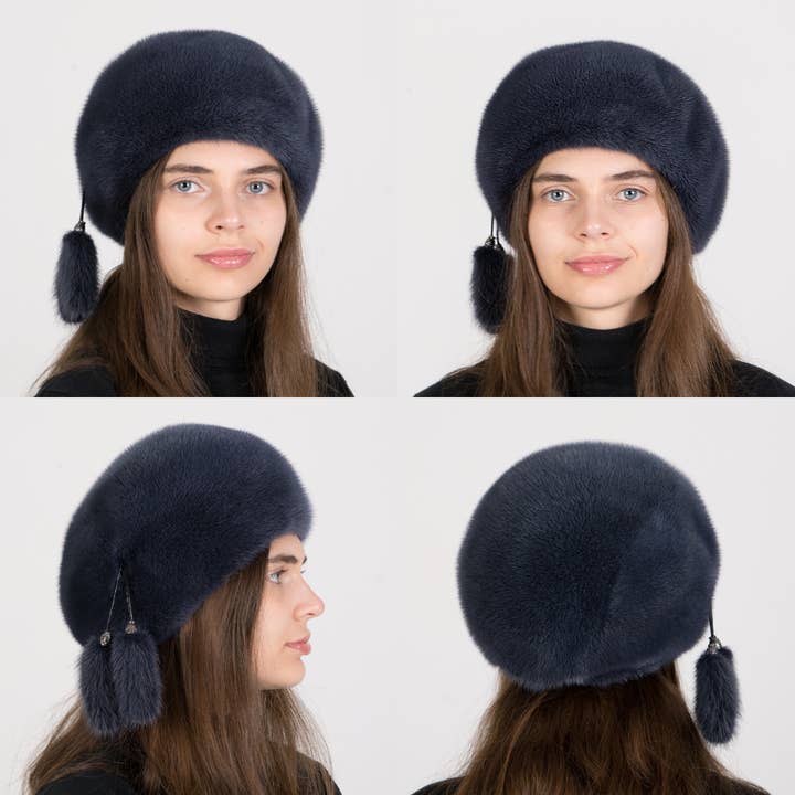 Berretto da donna in pelliccia invernale stile berretto in visone. per la vendita all'ingrosso da parte di FurStyleUa