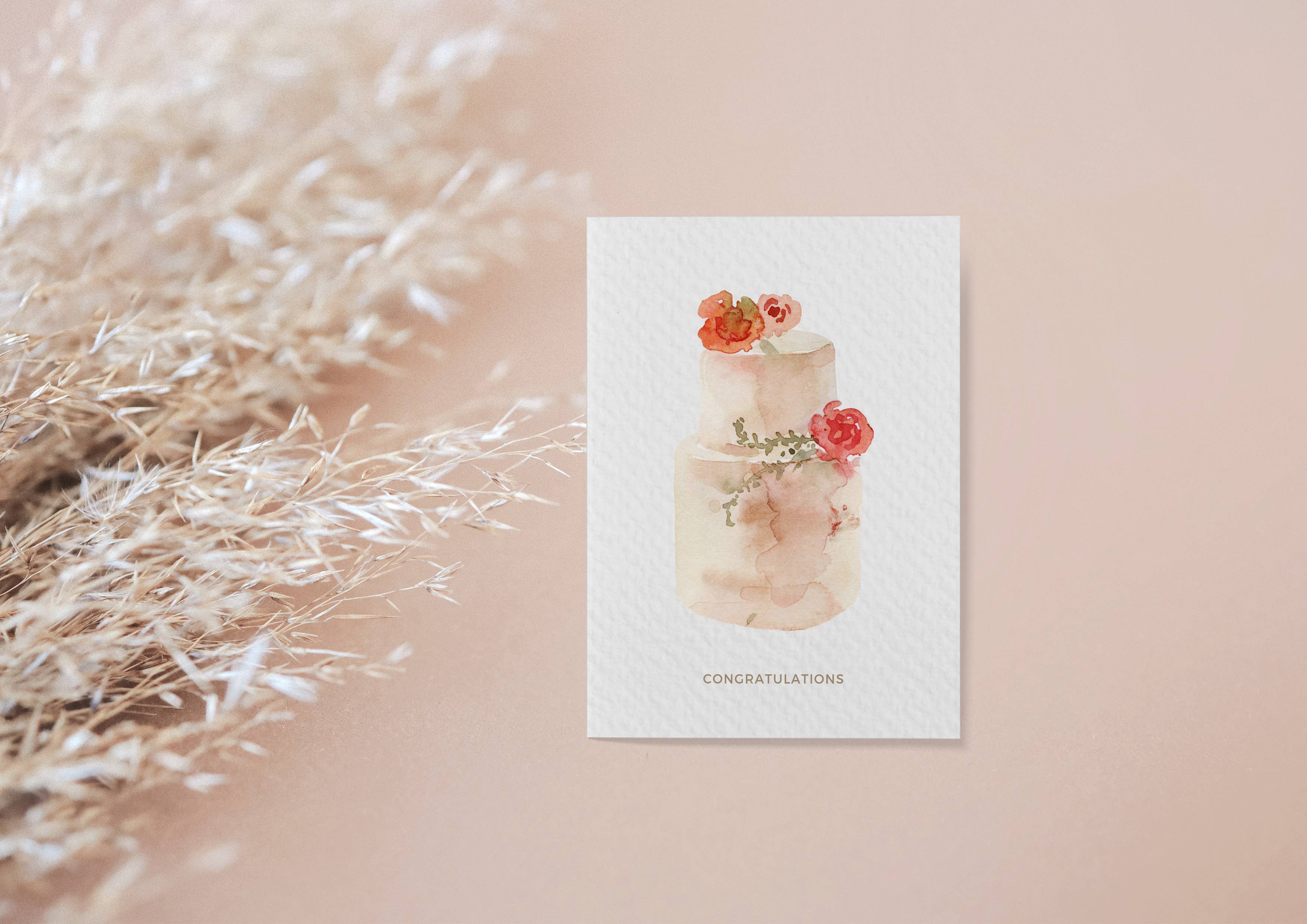 Paper Kuts - Wholesale Wedding Card - Congratulations Peach Wedding Card - Includes Kraft Envelope0