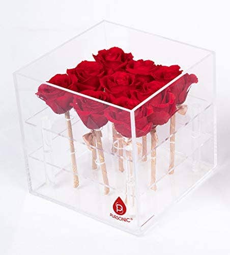 Pursonic – wholesale Artificial flowers – 100% Natural 9 Preserved Roses Lasts at Least 1 Year! RED0